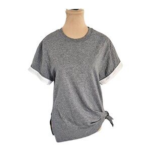 3.1 Phillip Lim Grey Tie Bottom Grey White Detail T-Shirt Sz S